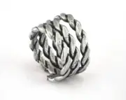 Swirl Adjustable Ring - Antique Silver Plated brass (17mm 6.5US inner size) 3015
