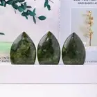 Crystal Crafts Crystal Green Jade Flame Fortune Stone Figurine Feng Shui Decor