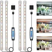 Kullsinss 16 in LED Plant Grow Light Strips, Full Spectrum Grow Lights for Indoor Plants with Upgrade Timer 6 12 16 Hrs, 5 Dimmable Levels, 3 Color Modes, 120 LEDs Grow Lamp for Seedlings, 2 Pack