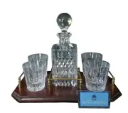WEDGWOOD Crystal Decanter With Double Old Fashioned & Tray 6 Piece Set