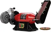 Baumr-AG Bench Grinder Sander and Polisher Combo, 150mm Grinding Wheel, 50mm Linisher, 520W Brushless Motor, w/Wire and Buffing Wheels