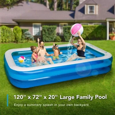 Inflatable Swimming Pool 120x72x20in for 1-5 Kids Kiddie Pools Family Swim Cente