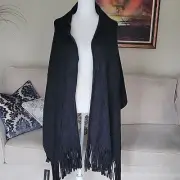 Steve Madden Dark Gray Fringe Trim Scarf