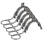 Metal Purse Frames, 2" 5Pcs Kiss Lock Clasp Frame for Coin Purse DIY, Dark Grey