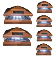 6 Pcs Copper Solar Garden Outdoor Cap Post Light 4x4 Plastic with 5 LED Bulbs