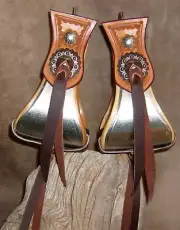 New US Made 4" Wide Bell Stirrups, With Slotted Conchos For Saddle! G&E