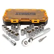1/2 in. Durable Drive Combination Socket Hand Tool Set With Case 23 Pieces