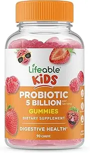 Lifeable Probiotics - 10 Billion CFU - Great Tasting Natural Flavor Gummy Supplement - Gluten Free Vegetarian GMO-Free Probiotic Chewable - for Gut Health and Immune Support - 90 Gummies (Kids)