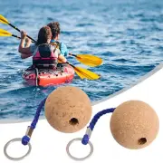 2 Pcs 50mm Floating Cork Ball Key Ring Sailing Boat Float Buoyant Rope Ultraweig