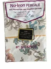 Vintage No-iron Percale Two Standard Pillow Cases NOS