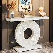 Tribesigns Modern Console Table Furniture with Geometric Base, 40 inch Wood Entryway Table Sofa Table Narrow Long, Contemporary Accent Table for Living Room, Entryway, Hallway