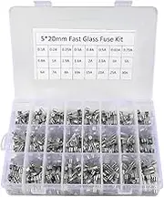 DIANN 360pcs Fast-Blow Glass Fuses Assortment Kit 24 Values 5x20mm 250V 0.25 0.5 1 2 3 4 5 8 10 12 15 20A 6x30mm 250V 0.5 1 2 3 4 5 6 7 8 10 15 20A amp