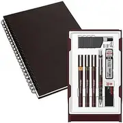 rOtring Isograph Pen Set Technical Pen & Pencil College Set S0699370 | 3 Pens (0.20mm, 0.30mm, 0.50mm) and Mechanical Pencil (0.5mm) | Accessories with Notebook