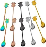OKUMEYR 10Pcs Long Handle Stainless Steel Mixing Spoons for Tea and Desserts Portable Stirring Spoon with Smooth Finish for Pudding and Appetizers
