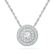 14k White Gold Round Diamond Solitaire Pendant 1/2 Cttw