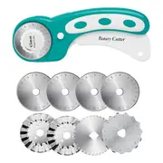 45mm Rotary Cutter for Fabric with 8Pcs Rotary Blades, Rolling Fabric Cutter Crochet Edge Skip Blade Photo Color
