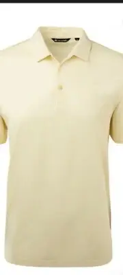 NWT Travis Mathew Prestige Performance Yellow Zinna Golf Polo Shirt Mens Large