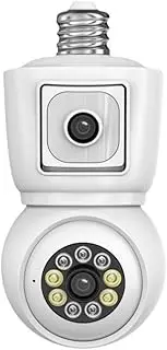 4MP Light Bulb Security Camera Wireless Outdoor/Indoor, Dual Lens 360° Wi-Fi Home Security Bulb Cameras with Color Night Vision, Motion Tracking, Audible Alarm