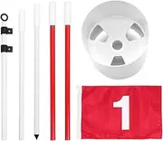 Golf Putting Green Flag and Hole Cup, 5 Sections Golf Flag and Cup for Driving Range Practice