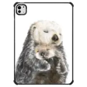 iPad Pro 11-inch (M4) iPad Impact Case Baby Sea Otter and Mom Watercolor Ocean Painting