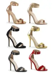 Pleaser AMUSE-10 5 Inch Heel, Closed Back Sandal With Buckled Ankle Strap