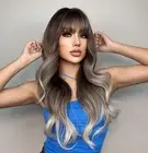 Ash Blonde Wigs with Bangs, Ombre Brown Blonde Wigs for Women, Glueless Ombre...