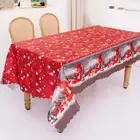 Rectangle Bordered Christmas Tablecloth Tree Gnome Print Table Cloth Decor