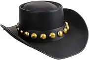 YFVFAGDMKV Leather Men Women Western Cowboy Hat Wide Brim Godfather Hats Gentleman Church Sombrero Hombre Jazz Cap(011)