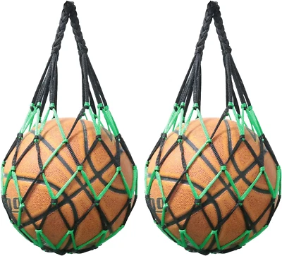 Net Bag 2PCS Black Green Nylon Single Ball Mesh Bag Carrier for Volleyball Baske