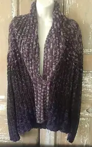 NWT $240 Oui Moments Cardigan Size 8 (40) Gray Purple