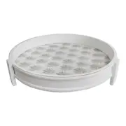 Island Cove Wood 34cm Tray Home/Kitchen Decorative Organiser Storage Round White