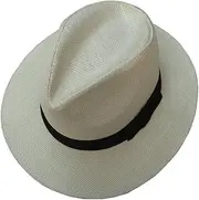 [COMVIP] Unisex Fedora Straw Sun Hat Summer Short Brim Beach Jazz Cap Off-White