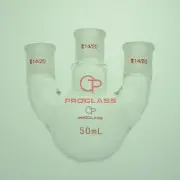 Lab Straight 3 Necks Round Bottom Flask 50mL,14/20 Joints