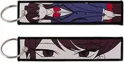 [Pinstant] Komi Can't Communicate Anime Manga Keychain Key Tag Chain Fob Ring, Blue, 5.1 x 1.2 inches
