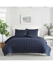 Nautica Solid Brushed Micro Jersey Reversible Quilt Set