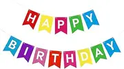 Lumjoy Large Rainbow Happy Birthday Banner – Colorful Birthday Flag Bunting for Party Backdrop, Baby Shower & Kids’ Party Hanging Decoration