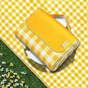 SAMSIER Picnic Blankets Waterproof Foldable, Large Outdoor Blanket for Grass, Beach Blanket Sandproof, Picnic Mat Washable Lightweight Portable for Camping (Yellow, 150 * 200cm)