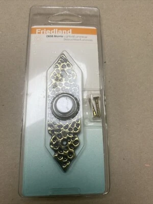 Friedland D658 Pushbutton Lighted Door Bell - Gold Hammered Antique Finish, NOS