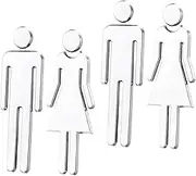 SEWOART Elegant Washroom Door Signs 2 Pairs of Restroom Identification Plates Silver