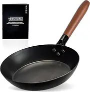 No Coating Carbon Steel Pan - Durable 26 cm Frying Pan - 26 cm Pans for Cooking Healthy and Delicious Meals - Carbon Steel Pan with Removable Heat-Resistant Wooden Handle - Easy to Clean Fry Pan…