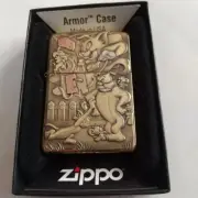 Zippo Lighter Tom and Jerry Armor Zippo Embossed with Case Gold Collection