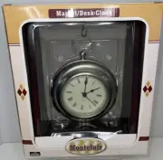 Wood Frame w Hanging Metal Desk or Table Top Quartz Clock Roman Numerals Nice J3
