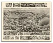 Bird's Eye View 1905 Everett Pennsylvania Vintage Style City Map - 16x20