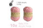 10x Baby Light Pink Acrylic Knitting Yarns 8 Ply Craft Thread Wool Crochet Bulk
