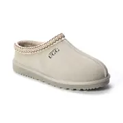 Aus Wooli Ugg Sheepskin Wool Ankle Braid Croydon Slippers - Light Grey
