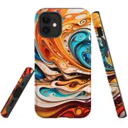 For iPhone 12 mini Tough Protective Cover, Swirling Gold