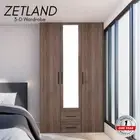 Priceworth 3Door 2 Drawer Wardrobe with Mirror Cabinet Walnut Door & White Body