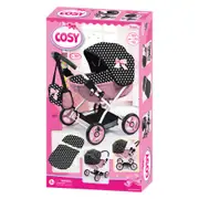 Bayer 58cm Cosy Folding Doll Pram Kids/Child Push/Pull Toy w/ Bag Pink/Black 3y+