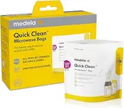 Medela Baby Bottler Steriliser, Quick Clean Microwave Steam Sterilising Bags for Cleaning of Breast Shields, Milk Collection Bottles, Teats, Pacifiers & More, Pack of 5