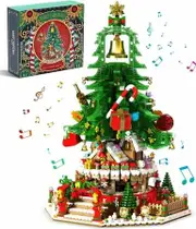 Christmas Tree Building Blocks Set Music Box LED Lights Compatible Lego Xmas Gift 2963 Pieces Festive Decor Creative Construction